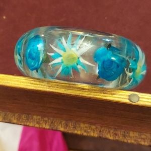 Vintage Lucite reverse carved bangle